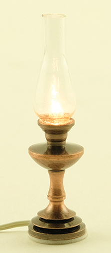 Dollhouse Miniature Hurricane Lamp, Antique Copper